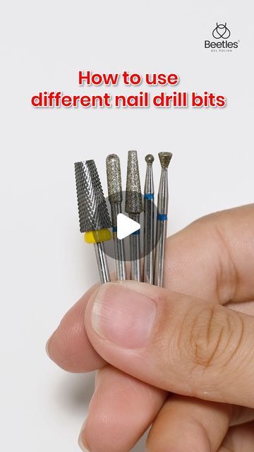 Beetles Gel Polish on Instagram: "🤩Learn how to use different nail drill bits effectively with Beetles electric drill💅  ✨Using Beetles Electric Nail Drill  #beetlesgelpolish #nailhacks #nailtutorial #efile #efiletraining #nails #nailsforbeginners #nailtech #diynails" Nail Efile Bits, How To Do Beetles Gel Nails, Drill Bits Types For Nails, Nail Bits Guide, Nail Drill Bits Uses, Nail Drill Bits Guide, Beetles Gel Polish, Electric Nail Drill, Nail Drill Bits