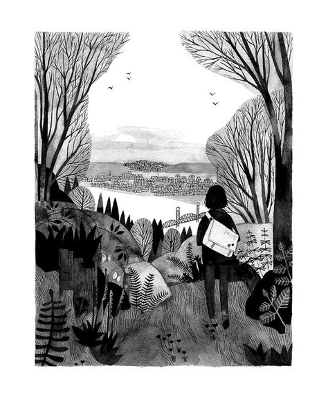 Carson Ellis - Wildwood Carson Ellis, Black And White Illustration, Illustrations And Posters, Illustration Vector, Children Illustration, Book Illustration, In The Woods, Illustrations Posters, Graphic Illustration