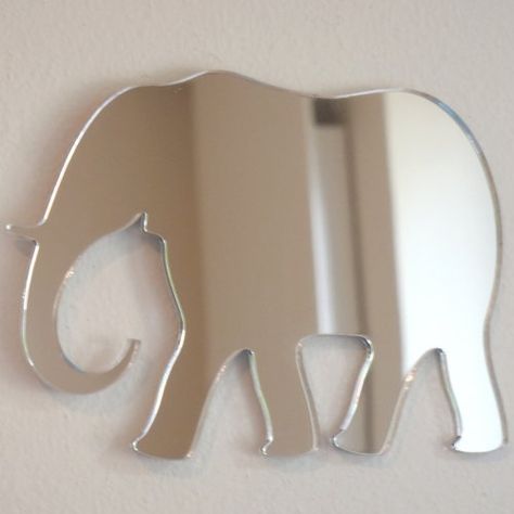 Elephant Mirror - available in 5 sizes. Also available in packs of 10 Baby Elephant mirrors for crafting and decorative use. Made from 3mm thick shatterproof acrylic safety mirror. Has the same reflection as a normal glass mirror. Comes with strong adhesive fixings and a protective film on the front which should be peeled off. Elephant Bedroom, Elephant Crafts, Elephant Home Decor, Elephant Room, Elephant Decor, Elephant Lover, Elephant Love, Elephant Nursery, Elephant Art