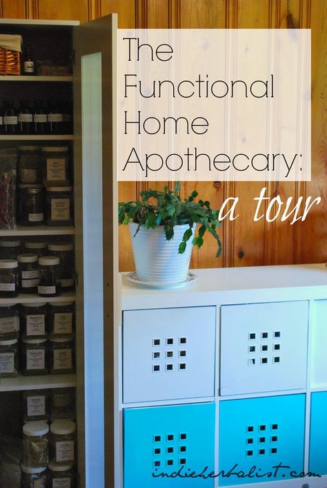 The Functional Home Apothecary: A Tour | indieherbalist Tincture Storage Ideas, In Home Apothecary, Apothecary Organization Ideas, Homeopathy Organization, Homeopathic Remedy Storage, Apothecary Storage Ideas, Apothecary Storage Cabinets, Homeopathy Storage Ideas, Home Apothecary Storage