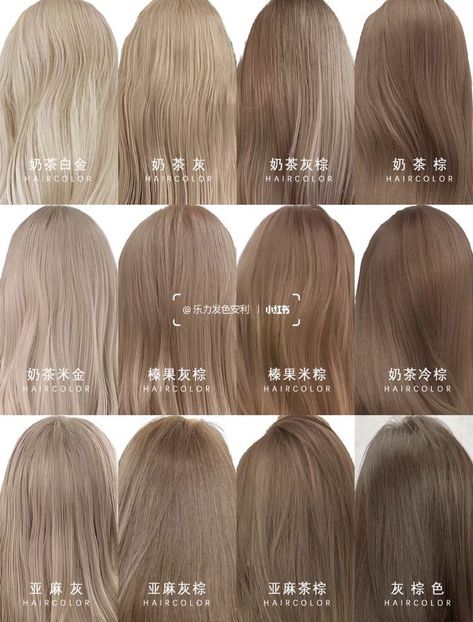 Cool Light Hair Color, Cool Tone Beige Hair, Blonde Hair Scale, Hair Dye For Cool Skin Tones, Oatmeal Hair Color, Ash Toned Hair, Korean Hair Color 2024 Trends, White Milk Tea Hair, Chinese Hair Color