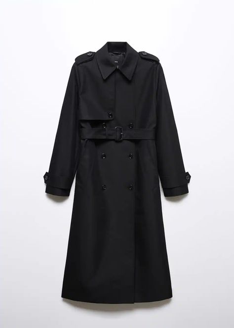 Waterproof double-breasted trench coat | MANGO (US) Black Trench Coat, Longline Coat, Mango Fashion, Double Breasted Trench Coat, Trench Coat Black, Mood Board Fashion, Trench Coats Women, Coat Black, Women's Coats