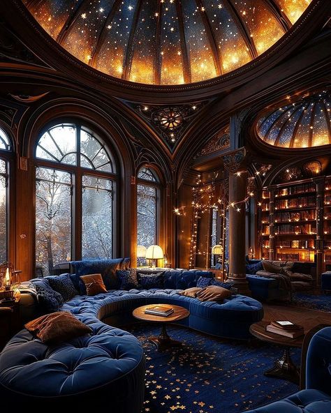 Ravenclaw Aesthetic Room, Ravenclaw Christmas, Ravenclaw Room, Christmas Rooms, Hogwarts Ravenclaw, Ravenclaw Common Room, Dream Home Library, Stylish Living Room Ideas, Cozy Scandinavian