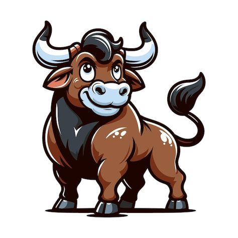 Bull Cartoon Character Design, Ox Cartoon, Bull Cartoon, Bull Illustration, Gujarati Photo, Bull Painting, Cartoon Character Design, Animal Design, Cartoon Animals