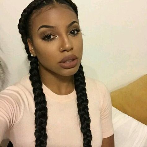 Middle Part Cornrows | Straightbacks Kepang Dua, Two French Braids, Weave Hairstyles Braided, Two Braid Hairstyles, Tree Braids, Boxer Braids, French Braids, Two Braids, Braids With Weave