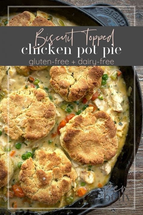 Gluten Free Pot Pie, Dairy Free Chicken Pot Pie, Gluten Free Chicken Pot Pie, Paleo Chicken Pot Pie, Biscuit Pot Pie, Dairy Free Biscuits, Biscuit Chicken Pot Pie, Gf Treats, Crockpot Chicken Pot Pie