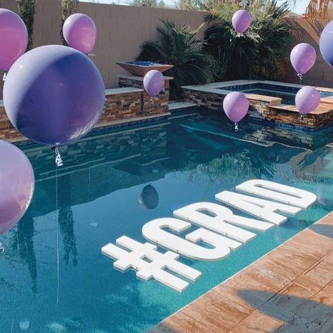 Decorating A Pool For A Party, Pool Decorating Ideas For Party Night, Floating Balloons In Pool Party Ideas, Pool Float Decorations Party Ideas, Graduation Swim Party Ideas, Decorate Pool For Party, How To Decorate A Pool For A Party, Ballons In Pool Ideas, Pool Decor Party