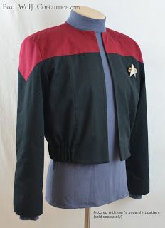 Blue turtle neck, red and black coat, black pants, and black shoes would be the whole costume Starfleet Uniform, Star Trek Wedding, Dandy Highwayman, Star Trek Costume, Men's Uniform, Star Trek Uniforms, Kate Mulgrew, Jacket Sewing Pattern, Uniform Jacket