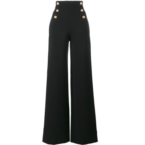 Alberta Ferretti high waisted sailor button trousers ($1,190) ❤ liked on Polyvore featuring pants, black, sailor trousers, high rise trousers, button pants, highwaist pants and high-waisted trousers Sailor Pants High Waisted, High Waisted Sailor Pants, Black Highwaist Pants Outfit, Sailor Pants Women, Highwaist Pants Outfits, Sailor Pants Outfit, High Waisted Pants Black, High Waisted Black Pants, Andro Fashion