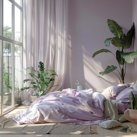 Sage And Lavender Bedroom Aesthetic, Lilac And Green Bedroom, Violet Bedroom Ideas, Green And Lilac Bedroom, Sage Green And Lavender Bedroom, Green And Lavender Bedroom, Lilac Bedroom Aesthetic, Purple And Green Room, Lavender And Green Bedroom