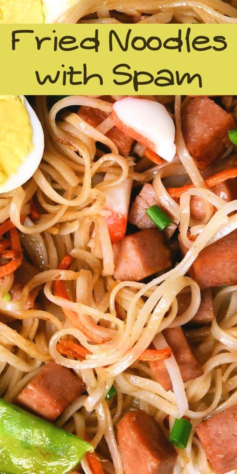 You'll love this Fried Noodles with Spam, my version of the noodles sold at Manapua trucks in Hawaii. Using gluten free rice noodles is the trick for the delicious flavor and texture. Spam Noodle Recipes, Spam Pasta Recipes, Spam Noodles, Spam Spaghetti, Recipes With Spam, Hawaiian Spam Recipes, Ham Meals, Spam Recipes Dinners, Spam Ideas