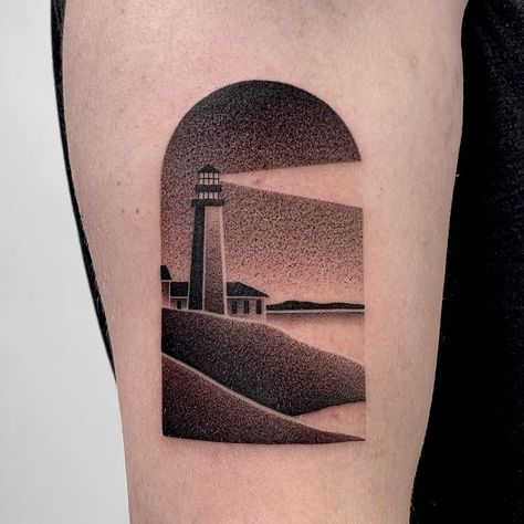 Stunning Black and White Tattoos Are Composed of Tiny Dots Black And White Tattoos, Brain Tattoo, Canada Montreal, Surreal Tattoo, White Tattoos, Tattoo Shading, Lighthouse Tattoo, Ankle Tattoos For Women, L Tattoo