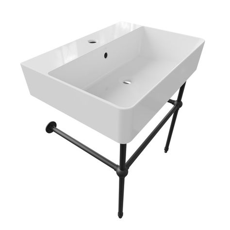 CheviotProducts Nuo 2 Rectangular Console Bathroom Sink with Overflow | Perigold Rectangular Bathroom Sink, Mudroom Remodel, Console Bathroom Sink, Wall Mount Sinks, Rectangular Bathroom, Cast Iron Bathtub, Rectangular Sink Bathroom, Timeless Bathroom, Black Sink