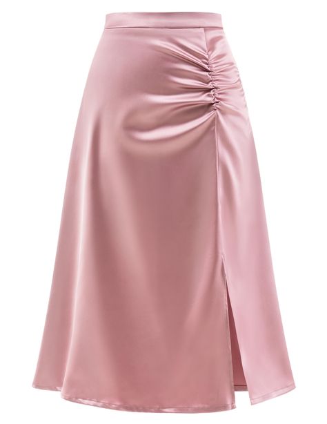 Satin Skirt Design, Skirts For Women Casual, Work Skirts For Women, Different Skirts Designs, Skirt Church Outfit, Skirt Design Ideas, Silk Skirt And Top, Silk Skirt Outfit, Long Satin Skirt