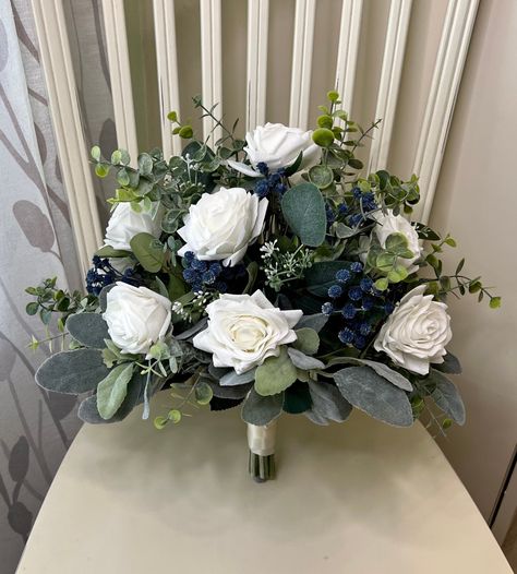 Excited to share the latest addition to my #etsy shop: Boho navy wedding bouquet premium white roses blue accent flowers Greenery Bridal Bouquet, Navy Wedding Bouquet, 15 Cake, Winter Wedding Bouquet, Boho Wedding Bouquet, Silk Wedding Bouquets, Silk Bouquet, Sage Wedding, Rose Wedding Bouquet