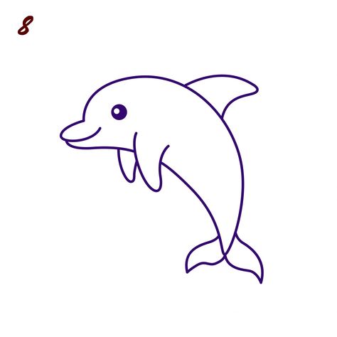 How to Draw a Dolphin: Easy Step-by-Step Dolphin Drawing [With Video] Picture Of Dolphins, Dolphins Drawing Simple, Dolphin Outline Drawing, Easy Cute Pictures To Draw, Dolphin Simple Drawing, Dolphin Art Drawings, Dolphin Drawing Pencil, Dolphin Cute Drawing, Easy Drawings Sea Animals