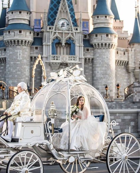 Are you down for a Disney Wedding??😍 Princess Wedding Theme, Disney Wedding Rings, Disney World Wedding, Horse Drawn Carriage, Wedding Carriage, Cinderella Pumpkin, Disney Weddings, Disney Wedding Dresses, Shot Ideas