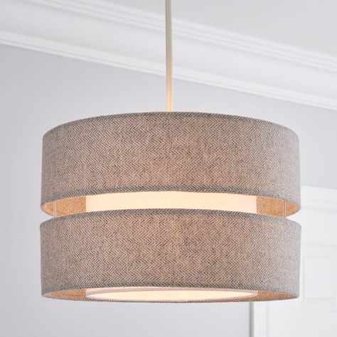 Frea Lennox Shade 30cm Herringbone White | Dunelm Bedroom Light Shades, Floor Lamp Shade, Tweed Texture, Hanging Lamp Shade, Floor Lamp Shades, Table Lamp Shades, Fabric Light, Colored Highlights, Light Shade