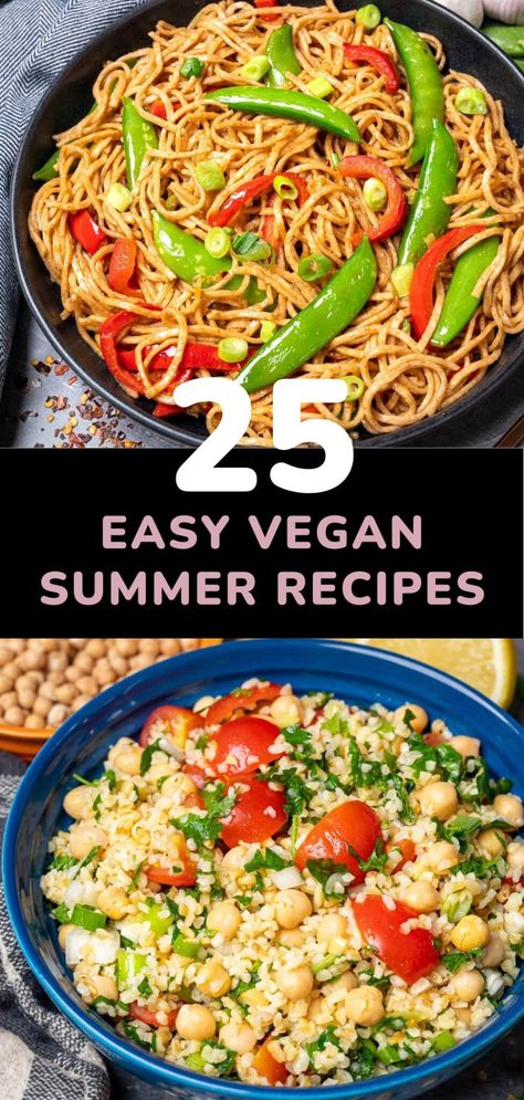 25 Easy Vegan Summer Recipes Summer Vegetarian Recipes Dinner Easy, Easy Summer Vegan Dinners, Summer Vegan Salads, Vegan Summer Meal Prep, Summer Veggie Meals, Summer Vegan Meals Dinners, Summer Vegan Recipes Dinner, Super Easy Vegan Meals, Easy Summer Vegan Meals