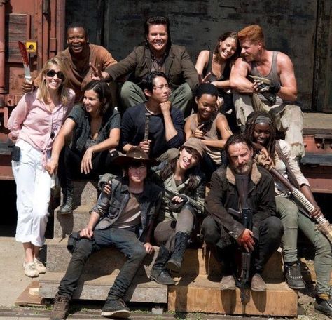 The Walking Dead: (photo via Denise's Instagram) The Walking Dead Cast, Glenn Y Maggie, Brighton Sharbino, The Walkind Dead, Rick And Michonne, Twd Funny, Twd Memes, Michael Rooker, Emily Kinney