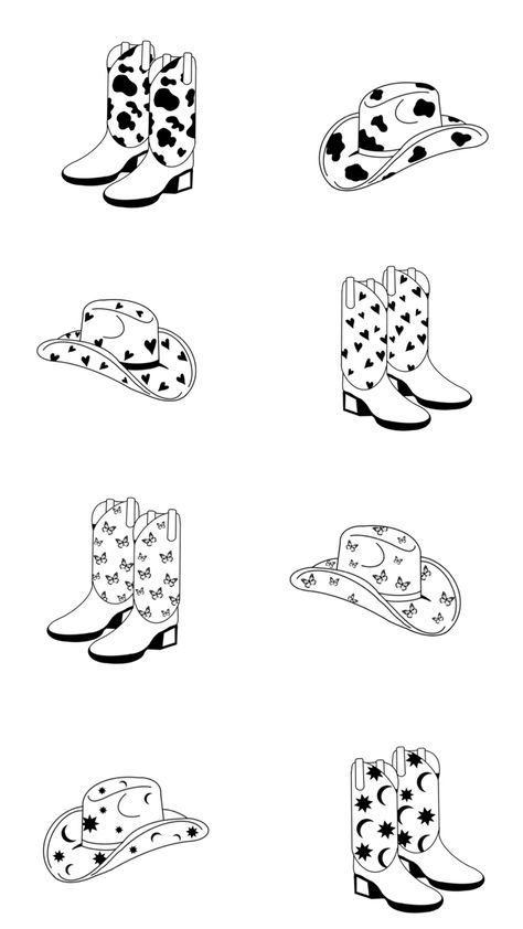 Cowboy cowboy hat cowboy boots illustation wallpaper trendy cute Cowboy Boot Flash Tattoo, Heart Cowboy Boot Tattoo, Cowboy Carter Tattoo, Minimalist Cowboy Boot Tattoo, Cowboy Hat And Boots Drawing, Matching Cowboy Hat Tattoos, Cowboy Hat And Boot Tattoo, Cowboy Boot Embroidery, Cowboy Boots And Hat Tattoo