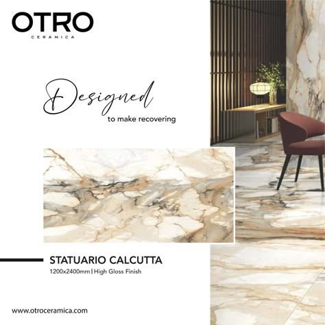 SERIES :
STATUARIO CALCUTTA

SIZE :
1200x2400mm

FINISH :
HIGH GLOSS

#600x600mm #300x600mm #800x800 #600x1200mm #800x1600mm #1200x1200mm #1200x2400mm #otroceramic #porcelaintiles #vitrifiedties #walltiles #porcelainslabs #morbi #ceramica #otroofficial #ceramictiles #glossy #matt #highgloss #india #gujarat
www.otroceramica.com 1200 X 2400 Tiles, Tiles Ads, Statuario Marble, Digital Advertising Design, Real Estate Marketing Design, Social Media Branding Design, Cubist Art, Creative Advertising Design, Stone Gallery