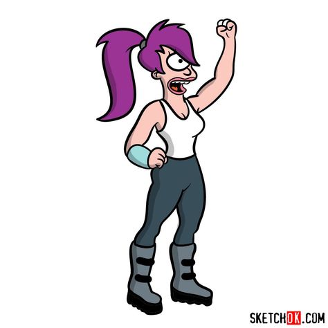 How to draw Leela from Futurama - Step by step drawing tutorials Leela Futurama, Futurama Characters, Painted Pants, Chill Art, Easy Drawing Guides, How To Sketch, Disney Canvas Art, Disney Canvas, Drawing Things