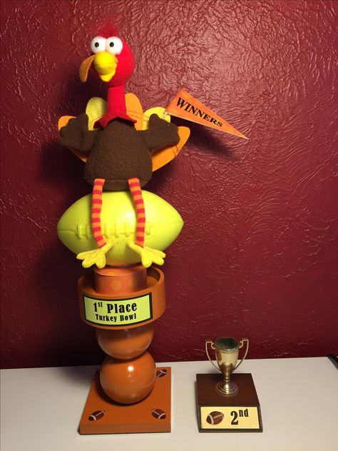 Diy Trophy, Trophy Diy, Trophy Ideas, Turkey Bowl, Football Trophy, Diy Turkey, Turkey Football, Football Trophies, Thanksgiving Diy