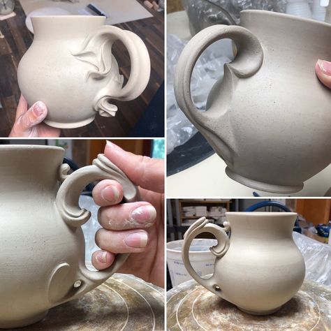 Christina Orthwein East Ceramic Projects, Coil Cup Pottery, Mugs With Handles, Hand Made Ceramic Mug, Wheel Projects Pottery, Ceramic Cup Handles, Creative Ceramic Mugs, Fun Ceramic Mugs, Pottery Handles Ideas