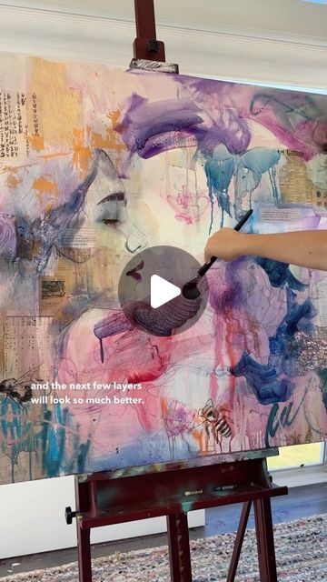 Milan Art Institute on Instagram: "The messy stage is one of the most important stages of a painting! @dimitramilan glazes with oil paint to help make her mixed media painting more cohesive and set up all her darks and mid-tones.  . . . #artreel #artlovers #artoftheday #artsy #artprocess #processreel #dailyart #mixedmedia #processart #arttutorial #handpainting #creativeart #arttherapy #artlife #artdaily #artlover #artreels #processvideo #originalart #artchallenge #artstyle #artistoninstagram #wallart" Glazing Oil Painting, Mixed Media Oil Painting, Mixed Media Painting Techniques, Milan Art Institute, Mixed Media Portrait Painting, Milan Art, To Paint, Mixed Media Portrait, Media Painting