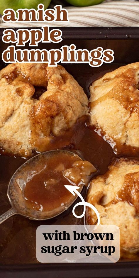 Old fashioned Amish Apple Dumplings are apples wrapped in pastry dough and baked in cinnamon-brown sugar syrup. Delicious with ice cream! Amish Apple Dumplings, Recipes Dumplings, Apple Recipes Easy Healthy, Gluten Free Apple Recipes, Easy Apple Dumplings, Best Apple Recipes, Apple Dumpling Recipe, Apple Recipes Healthy, Baked Apple Recipes