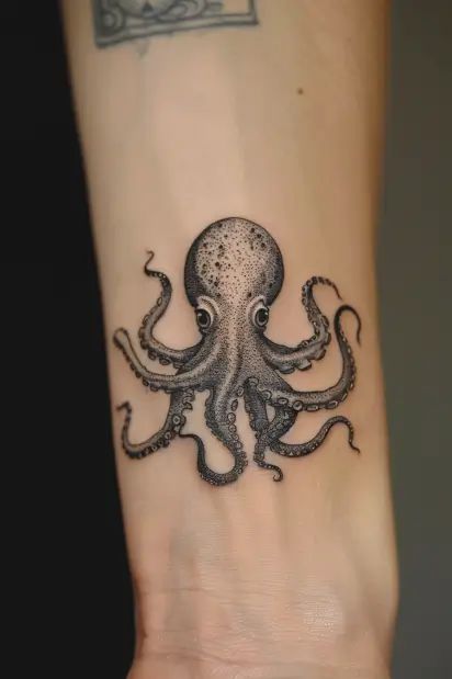 octopus tattoo ideas 16 Small Kraken Tattoo, Women Octopus Tattoo, Black And White Octopus Tattoo, Octopus Heart Tattoo, Octopus Foot Tattoo, Octopus Wrist Tattoo, Japanese Octopus Tattoo Design, Simple Octopus Tattoo, Octopus Tattoos For Women