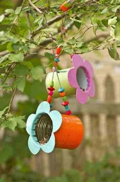 Diy – Velikonoce, Kebun Herbal, Tin Can Flowers, Homemade Bird Feeders, Fleurs Diy, Creative Tutorials, Diy Ostern, Tin Can Crafts, Diy Bird Feeder