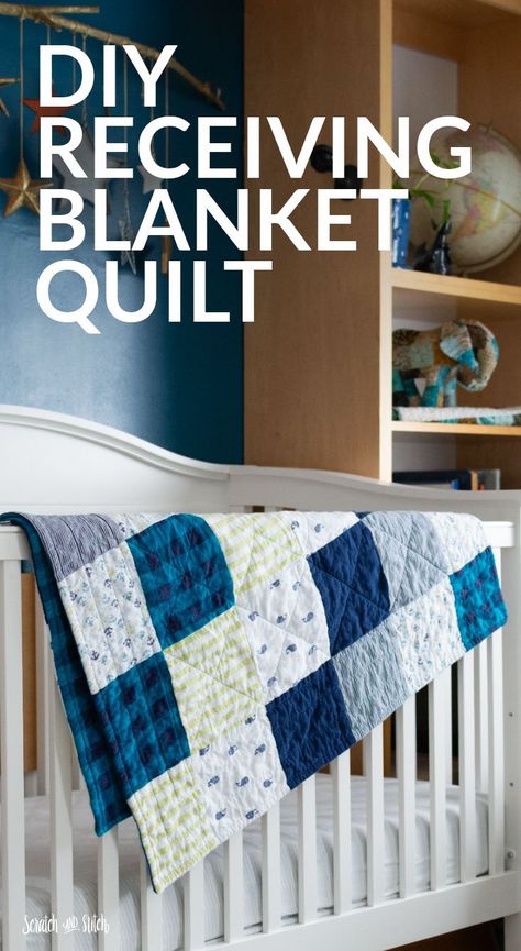 Receiving Blanket Quilt, Receiving Blankets Diy, Quilt Simple, Baby Quilts Easy, Baby Boy Quilt Patterns, Crib Quilt Pattern, Boys Quilt Patterns, Knitting Blanket, Diy Baby Blanket