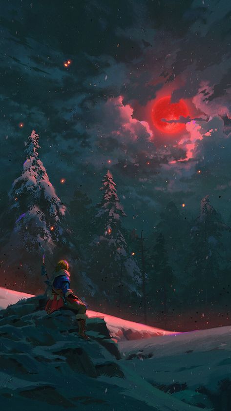 ArtStation - BOTW: Blood Moon Zelda Lockscreen Aesthetic, Zelda Matching Wallpaper, Zelda Poster Wall Decor, Christmas Zelda Wallpaper, Zora Zelda Aesthetic, Aesthetic Zelda Wallpaper, Zelda Totk Phone Wallpaper, Zelda Landscape Art, Legends Of Zelda Wallpaper