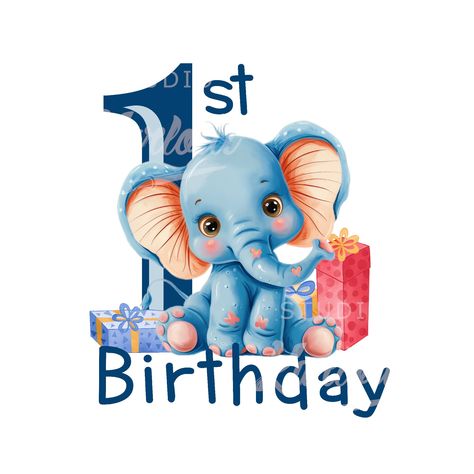 Elephant Png, Baby's 1st Birthday, Baby 1st Birthday, Elephant Design, Cute Elephant, Baby First Birthday, Animal Clipart, Holiday Projects, Keepsake Gift