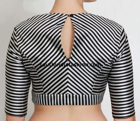 Striped Blouse Designs, Striped Blouses, Saree Jacket, Saree Jacket Designs, Latest Saree Blouse, Saree Jackets, Jacket Designs, Cotton Blouse Design, Blouse Designs Catalogue