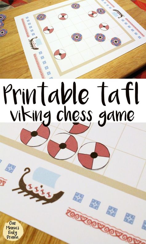 My family likes to play games and if yours does too, you’ll love this printable tafl board game. It’s simple, yet complicated, like chess. Print the game and pieces from OneMamasDailyDrama.com, then learn the simple rules – and a bit of history. #vikings #boardgame #printable #printablegames Vikings Ks2, Vikings For Kids, Speaking Questions, Leif Erikson Day, Viking Chess, Leif Erikson, Arte Viking, History Games, Play Therapy Techniques