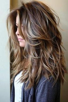 Layered Hair For Medium Long Hair, Long Hair Choppy Layers Straight, Long Layered Haircuts Shag, Beachy Layered Hair, Long Hair With Shaggy Layers, Long Length Hair With Layers Wavy, Textured Long Haircut, Cuts For Wavy Hair Medium, Long Hair With Choppy Layers