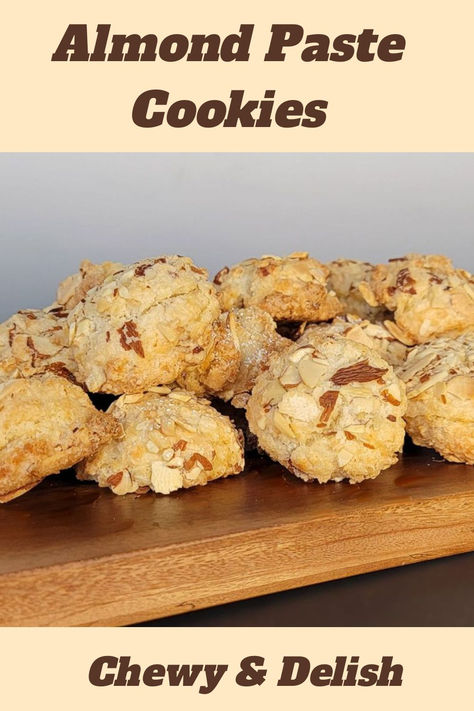 cookies made from almond paste on a wooden serving tray Chewy Almond Cookies, Almond Cookie Recipe, Almond Paste Cookies, Gluten Free Almond Cookies, Almond Paste Recipes, Almond Desserts, Easy To Make Cookies, Almond Meal Cookies, Almond Cookie