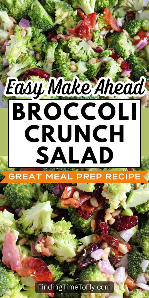 BROCCOLI SALAD with bacon is easy to make and delicious! This recipe is always a hit! It's a "make ahead" recipe that can be done days before serving. Easy to make and packed with flavor! It's a great summer salad and awesome side dish for grilling or potluck meals. Includes bacon, sunflower seeds, cranberries, and red onion. It's sure to be a family favorite. Everyone will want this recipe. #summerfood #broccolisalad #salad #potluck Salad Potluck, Broccoli Crunch Salad, Potluck Meals, Moving Party, Bacon Pasta Salad, Broccoli Salad With Bacon, Salad Recipes With Bacon, Easy Broccoli Salad, Recipe With Bacon