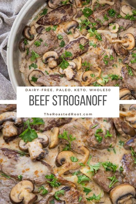 Paleo Beef Stroganoff, Dairy Free Keto Recipes, Dairy Free Recipes Dinner, Dairy Free Low Carb, Low Carb Low Fat Recipes, Whole30 Keto, Boiled Egg Diet Plan, Diet Recipes Easy, Paleo Beef