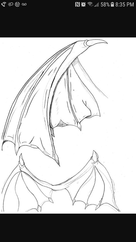 Dragon wings for humans, folded and not, drawing reference 천사와 악마, Wings Sketch, Demon Wings, Drawing Help, Wings Drawing, Dragon Sketch, Wings Art, Easy Art, Dragon Wings