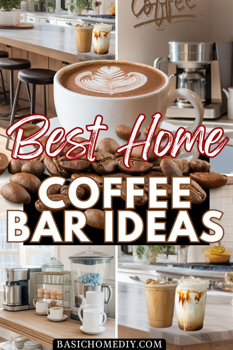 From Beans to Bliss: The 12 Best Home Coffee Bar Ideas to upgrade your kitchen counters with cute, rustic, modern, and DIY coffee bar station ideas. Explore home coffee bar designs that fit into kitchen corners. Whether you're into farmhouse decor, boho, or minimalist decor ideas, find the perfect coffee bar decor ideas. Transform your home into a coffee lover's paradise with neutral tones and eye-catching designs. Create a cozy coffee corner with these stunning home coffee bar ideas today! Espresso Bar Ideas Kitchen Counter, Diy Coffee Bar Station, Coffee Bar Station Ideas, Bar Station Ideas, Rustic Coffee Station, Cozy Coffee Corner, Coffee Bar Decor Ideas, Industrial Coffee Bar, Home Coffee Bar Ideas