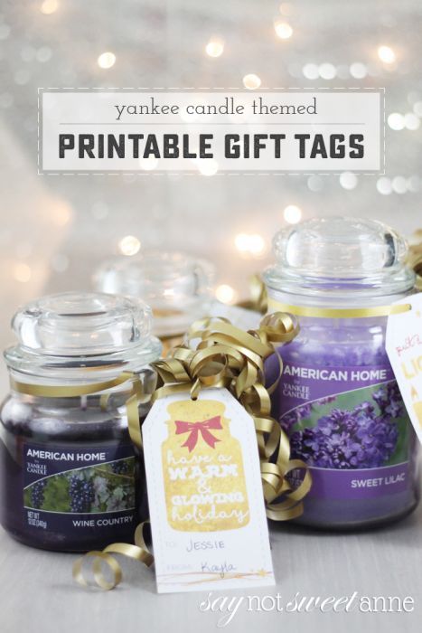 Dress up you Jar Candle gift with Printable Candle Themed Tags! Perfect for a last minute Christmas gift idea! | saynotsweetanne.com Yankee Candle Gift Ideas, Candle Gift Tags, Kindness Gifts, Candle Printable, Last Minute Christmas Gifts, Treat Gift, Gift Tags Printable, Jar Candle, Yankee Candle