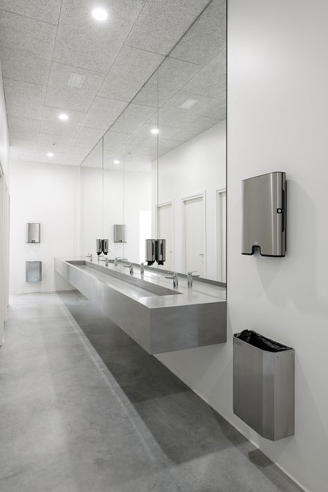 Restroom Colors, Office Bathroom Design, Public Restroom Design, School Restroom, Commercial Bathroom Designs, Toilet Design Modern, Clubhouse Design, Commercial Toilet, Public Bathroom