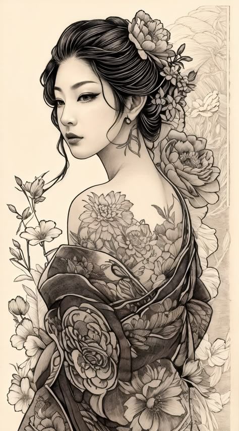 5. DIY and Crafts: #diy, #crafts, #handmade, #creative Geisha Tattoos For Women, Chinese Goddess Tattoo, Geisha Art Tattoo, Geisha Drawing Tattoo, Geisha Back Tattoo, Empress Drawing, Japanese Tattoo Art Geisha, Japanese Woman Drawing, Traditional Geisha Tattoo