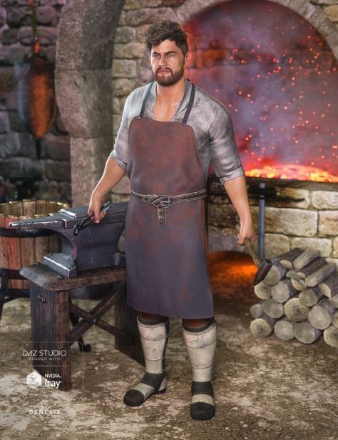 dForce Blacksmith Outfit for Genesis 8 Male(s) Blacksmith Costume, Blacksmith Outfit, Uniform Costume, Daz Studio, Popular Outfits, Character Sheet, Waist Pants, Blacksmithing, Halloween Party