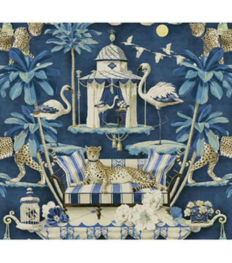 Harrison Howard Night in India Peel & Stick Wallpaper | JOANN Harrison Howard, Chinoiserie Print, Wallpaper For Bedroom, Go Wallpaper, Drops Patterns, Custom Drapes, Cotton Curtains, Evening Sky, Cheetahs