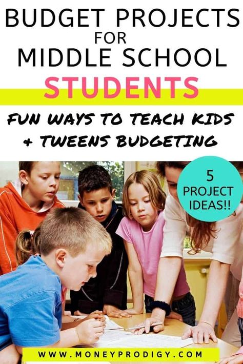 Budget project for kids in middle school -- these are fantastic! I love the classroom pet budget project, and her idea about having students work in groups to come up with a meal plan below a certain cost per serving. Super cool ways for kids to learn about budgeting. #kidmoney #schoolproject #education #finlit Life Skills Kids, Middle School Life, Homeschool Middle School, Teaching Money, Student Budget, Finance Lessons, Project For Kids, Free Budget, Kids Money